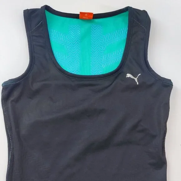 Puma ACTV Gym compression tank women's size S grey turquoise - Picture 2 of 14